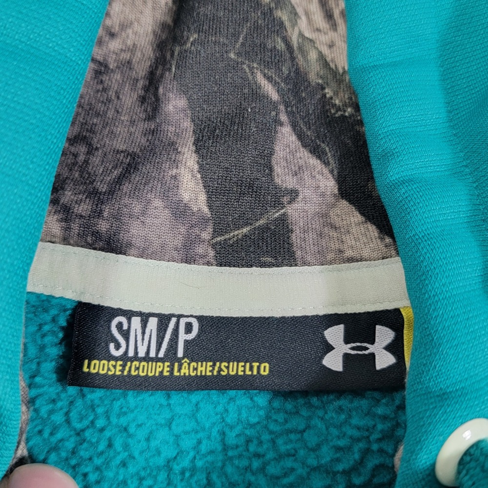 Under Armour Teal Camo Logo Storm Hoodie Sweatshirt Women's Size SM P - Picture 2 of 5